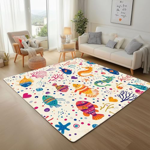 Koralle, Muschel Und Herz Waschbarer Teppich Wohnzimmer 180x240cm Gemalte Meereslebewesen Rugs for Living Room Weich rutschfest Tepich Kurzflor Schlafzimmer Esszimmer Teppiche Büro Koralle, Muschel Und Herz Waschbarer Teppich Wohnzimmer 180x240cm Gemalte Meereslebewesen Rugs for Living Room Weich rutschfest Tepich Kurzflor Schlafzimmer Esszimmer Teppiche Büro von Generic