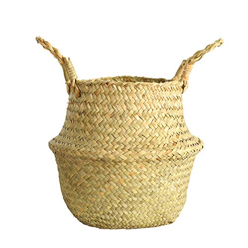 Korb Korb Wicker Folding Basket Pot Dirty Flower Seagrass Basket Wicker Housekeeping & Organizers Zip and Win Vakuum-Aufbewahrungsbeutel (Yellow, One Size) von Generic