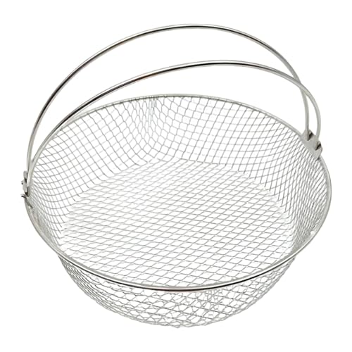 Korb für Luftfritteuse, Korb zum Backen von Luftfritteuse aus Edelstahl, Zubehör für Luftfritteuse, Korb für Fritteuse, Netzkorb für runde Fritteuse von Generic