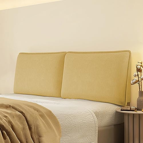 Kord gepolstertes Kopfteil Kissen für volle Größe Bett Volltonfarbe gestreifte Wandkissen mit abnehmbarem Bezug gelb 117 cm Rückenlehne Unterstützung Unterstützung Unterstützung von Generic