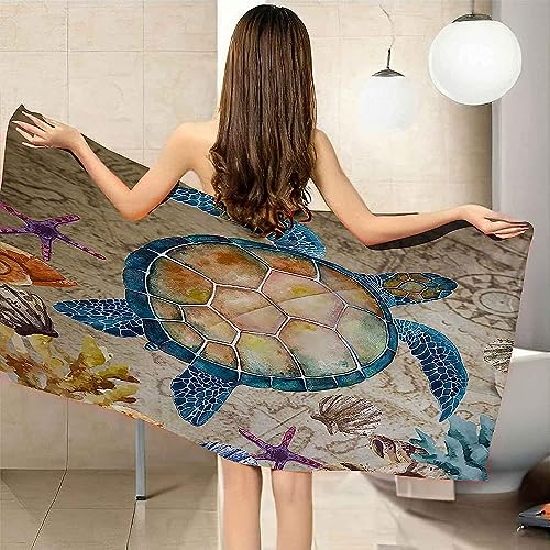 Generic Kreative Schildkröte Strandtuch – 150 X 200 cm, 3D Drucken Pool Badetuch Für Kinder, 100% Polyester Frottee Weich Hautfreundlich Saugfähig Reisedusche Schwimmen Camping Handtuch -1S5O+O7E von Generic