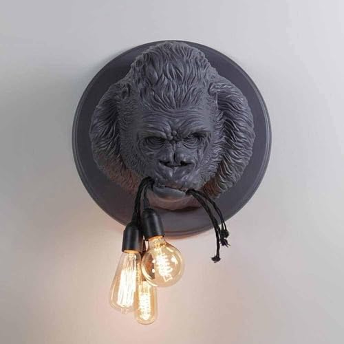 Kreative Wandlampen Mit Hundekopf Design Für Wohnzimmer Tiere Form Wandhalterung Beleuchtung Retro Harz Wandleuchte Für Schlafzimmer Flur Cafe Restaurant, Gray-b von Generic