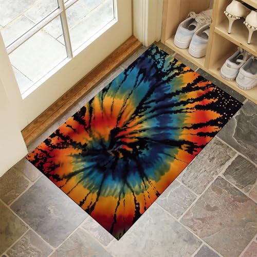 Kreatives Batik Schmutzfangmatte Innen 40 X 60 cm, Aquarellstil Fußmatte Innen, rutschfeste Fußmatte Waschbar, Eingangsteppich, Sauberlaufmatte Saugstarke,Türmatte Für Eingang (Gemischte Farben) von Generic