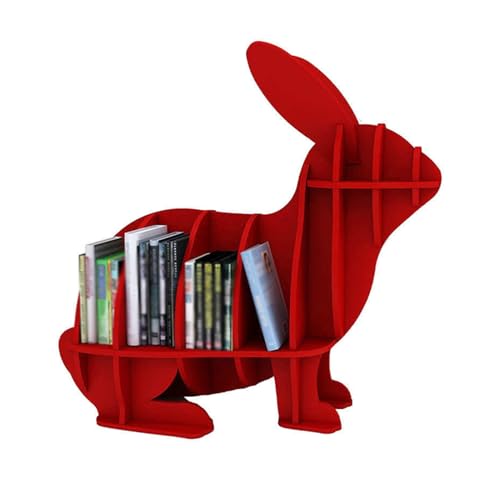 Kreatives Bücherregal for Kinder, Bücherregal aus Holz mit Tiermotiv, Dekoration for das Kinderzimmer oder Zeitschriftenständer for das Wohnzimmer, Arbeitszimmer, Schlafzimmer(Red,L) von Generic