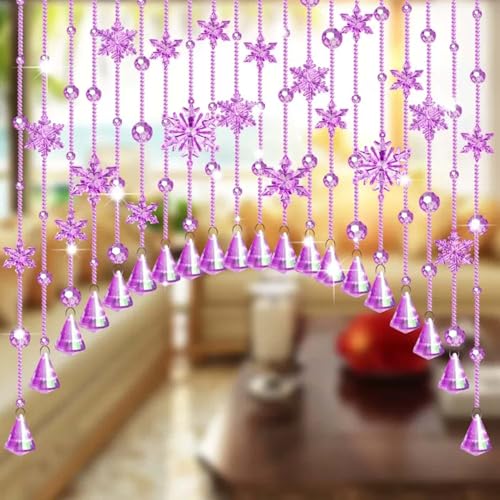 Kristall Perlen Türvorhang Hängender Perlenvorhang Handarbeit Quaste Perlen Fadenvorhang Trennvorhänge Für Schlafzimmer Wohnzimmer Türen Fenster(Purple,80-100cm) von Generic