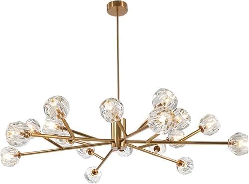 Kristall Sputnik Kronleuchter Moderne Pendelleuchte 9 12 15 18 Lichter Mid Century Gold Deckenleuchten Kompatibel Mit Esszimmer Schlafzimmer Wohnzimmer G9 Glühbirnen, Golden, 18 Head von Generic