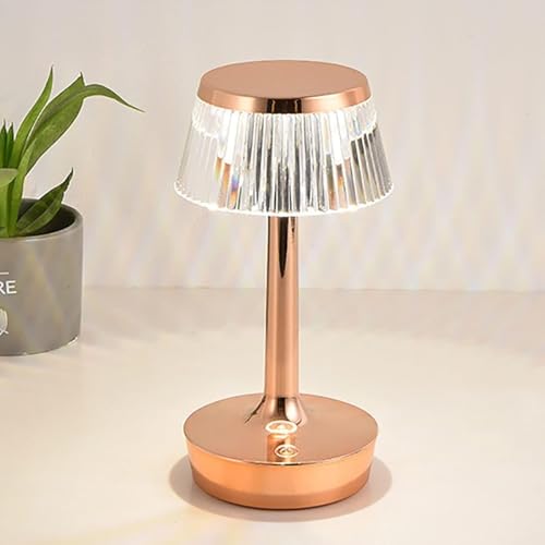 Kristall-tischlampe, Touch-Control-nachttischlampe, 3-farbig Dimmbar, USB-wiederaufladbare Schreibtischleuchte Für Dekoratives Restaurant-Wohnzimmer, Rose Gold Kristall-tischlampe, Touch-Control-nachttischlampe, 3-farbig Dimmbar, USB-wiederaufladbare Schreibtischleuchte Für Dekoratives Restaurant-Wohnzimmer, Rose Gold von Generic