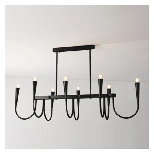 Kronleuchter, Lange Kerze Led Kronleuchter Esszimmer Küchentisch Amerikanische Retrondelleuchte Restaurant Dekoration Hängelampe/Schwarz/Läe: 110 cm von Generic