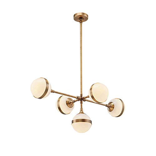Kronleuchter, Moderner Industrie-Kronleuchter, Glaskugel-Kronleuchter, Verstellbarendelleuchte, V-Förmige Metallzweig-Deckenleuchte Für Schlafzimmer, Restaurant,Den, 3 Lichter, Hängeleuchte von Generic