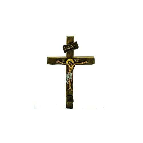 Kruzifix Jesus Christus orthodoxes Kreuz, Segenskreuz, byzantinische Kunst Wandbehang, griechisches handgefertigtes Holzkreuz, religiöse Dekoration, 30 x 22 cm von Generic