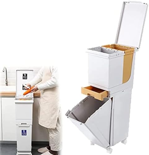 Küche Doppelschicht-sortierung Mülleimer Mit Großer Kapazität Push-typ Mülleimer Mit Riemenscheiben Mit Deckel Trocken- Und Nasstrennung Mülleimer Für Schlafzimmer Badezimmer, Lightbrown Küche Doppelschicht-sortierung Mülleimer Mit Großer Kapazität Push-typ Mülleimer Mit Riemenscheiben Mit Deckel Trocken- Und Nasstrennung Mülleimer Für Schlafzimmer Badezimmer, Lightbrown von Generic