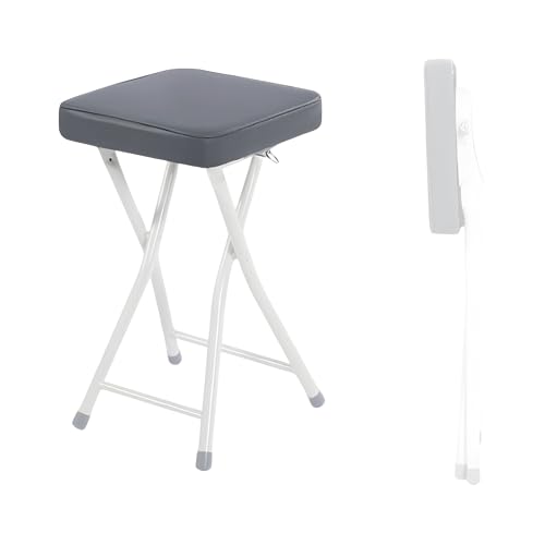 Küche Esszimmerhocker Klappbar mit Pu Gepolstert Quadrat, Barhocker 120kg Kapazität, Sitzhöhe 49cm(Gray) von Generic