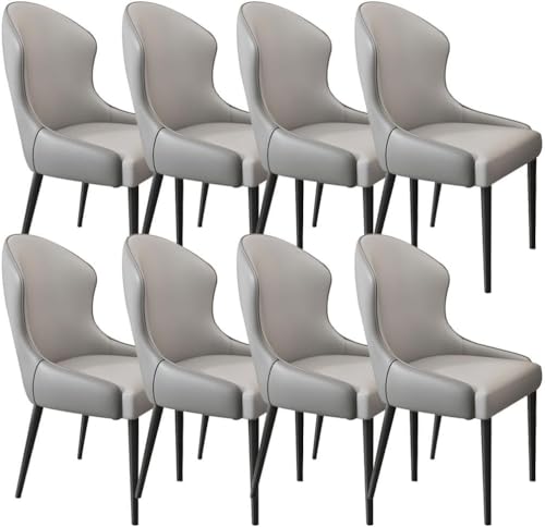 Küche Esszimmerstühle Set Mit 8 Verschleißfesten Katzenklauen Leder Küche Wohnzimmer Lounge Counter Stühle Robuste Kohlenstoffstahl Metallbeine Wohnzimmerstühle, Light Grey+Dark Grey von Generic