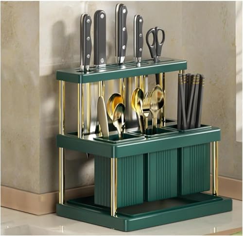Küche Utensilienhalter Utensilien Organizer Utensilien Behälterhalter Für Arbeitsplatte Kunststoff Lagerung Hohe Kapazität Abfluss Rack Korb Lagerung Organizer Besteck Organizer Caddy, Green von Generic