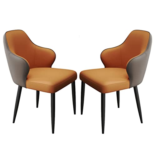Küchen-Esszimmerstühle, 2er-Set, Ledersessel mit Stuhlbeinen aus Kohlenstoffstahl, Metall, für Zuhause, gewerbliche Restaurants von Generic
