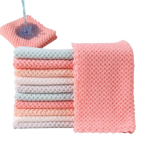 Küchen-Spüllappen – Wiederverwendbare Geschirrtücher Zum Reinigen, Saugfähiges Baumwollmaterial | Strapazierfähige Und Schnell Trocknende Geschirrtücher Für Die Küche, Weiche Waschlappen, Umweltfreund von Generic