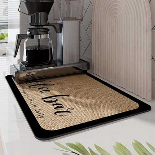Küchenarbeitsmatten Waschbare Kaffeemaschinenmatte Geschirrtrockenmatte Kieselalgenschlamm Schnelltrocknend Rutschfester Gummi Leicht Zu Reinigen Hitzebeständig, Brown, 30×40cm/11.8×15.8in von Generic