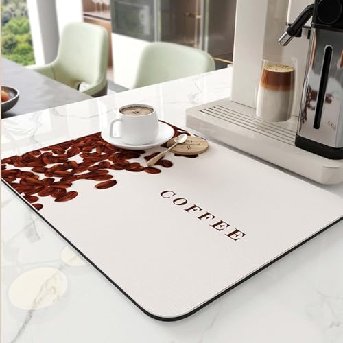 Küchenarbeitsmatten Waschbare Kaffeemaschinenmatte Geschirrtrockenmatte Kieselalgenschlamm Schnelltrocknend Rutschfester Gummi Leicht Zu Reinigen Hitzebeständig, Red, 30×40cm/11.8×15.8in von Generic