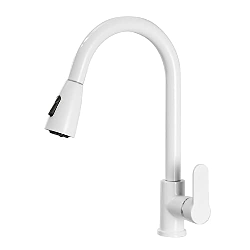 Küchenarmaturen mit Ausziehbarer Brause Küchenspüle Wasserhahn Drehbar Einziehbar Warm- und Kaltwasser Messing Spülbecken Wasserhahn-Weiß Küchenarmaturen mit Ausziehbarer Brause Küchenspüle Wasserhahn Drehbar Einziehbar Warm- und Kaltwasser Messing Spülbecken Wasserhahn-Weiß von Generic