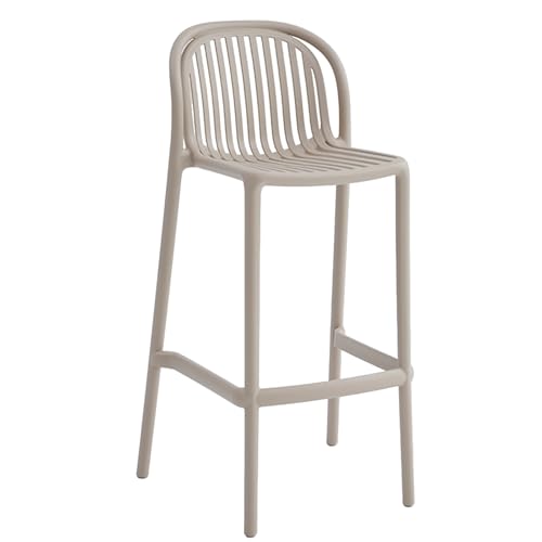Küchenbarhocker aus Kunststoff, Stapelbare Hohe Barhocker, Leichtes Einteiliges Formteil, Geeignet für Patio, Terrasse, Küche, Party(Beige,Medium) von Generic