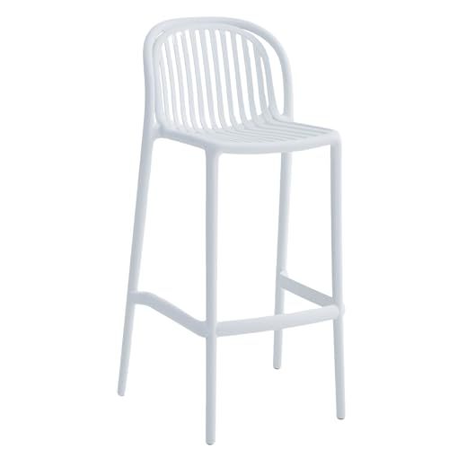 Küchenbarhocker aus Kunststoff, Stapelbare Hohe Barhocker, Leichtes Einteiliges Formteil, Geeignet für Patio, Terrasse, Küche, Party(White,Large) von Generic