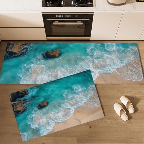 Küchenläufer Küchenmatte 2 Stück 40 * 60cm+40 * 120cm Waschbar rutschfest Wasserdicht Pflegeleicht,Ozean Strand Ästhetik Pattern Anti-Müdigkeit Küchenteppich Teppich Läufer Küchenläufer Küchenmatte 2 Stück 40 * 60cm+40 * 120cm Waschbar rutschfest Wasserdicht Pflegeleicht,Ozean Strand Ästhetik Pattern Anti-Müdigkeit Küchenteppich Teppich Läufer von Generic
