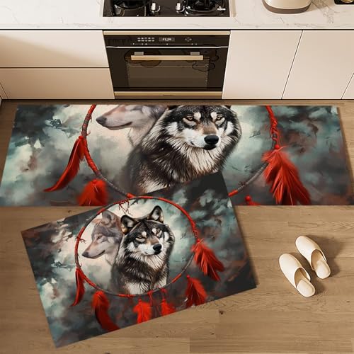 Küchenläufer Küchenmatte 2 Stück 40 * 60cm+40 * 120cm Waschbar rutschfest Wasserdicht Pflegeleicht,Traumladen Graffiti-Wolf Pattern Anti-Müdigkeit Küchenteppich Teppich Läufer Küchenläufer Küchenmatte 2 Stück 40 * 60cm+40 * 120cm Waschbar rutschfest Wasserdicht Pflegeleicht,Traumladen Graffiti-Wolf Pattern Anti-Müdigkeit Küchenteppich Teppich Läufer von Generic