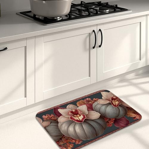 Küchenmatten mit Blumenmuster, elegantes Orchideenmuster, weiche Matten, gepolstert, bequem, waschbar, rutschfest, Dekor-Teppiche für Küchenspüle, Waschküche, Badezimmer, 50,8 x 78,9 cm Küchenmatten mit Blumenmuster, elegantes Orchideenmuster, weiche Matten, gepolstert, bequem, waschbar, rutschfest, Dekor-Teppiche für Küchenspüle, Waschküche, Badezimmer, 50,8 x 78,9 cm von Generic
