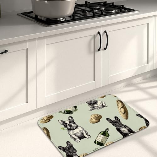 Küchenmatten mit Hundemuster, französische Hunde, niedlicher Vintage-Stil, weiche Matten, gepolstert, bequem, waschbar, rutschfest, Dekor-Teppiche für Küchenspüle, Waschküche, Badezimmer, 40,6 x 61 cm Küchenmatten mit Hundemuster, französische Hunde, niedlicher Vintage-Stil, weiche Matten, gepolstert, bequem, waschbar, rutschfest, Dekor-Teppiche für Küchenspüle, Waschküche, Badezimmer, 40,6 x 61 cm von Generic