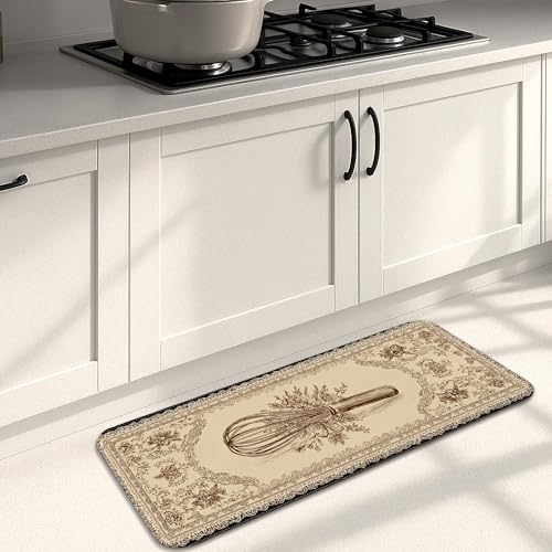 Küchenmatten mit Schneebesen, Vintage-Stil, Blumendruck, weiche Matten, gepolstert, bequem, rutschfest, für Küchenspüle, Waschküche, Badezimmer, 40,6 x 129,9 cm Küchenmatten mit Schneebesen, Vintage-Stil, Blumendruck, weiche Matten, gepolstert, bequem, rutschfest, für Küchenspüle, Waschküche, Badezimmer, 40,6 x 129,9 cm von Generic