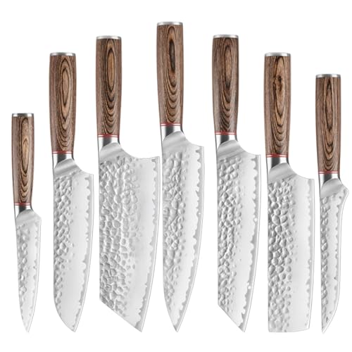 Küchenmesser-Set Super Value 1-7-teilig Edelstahl-Imitation Damaskus Handgefertigtes Schneiden Schälen Universalwerkzeuge(7PCS) von Generic