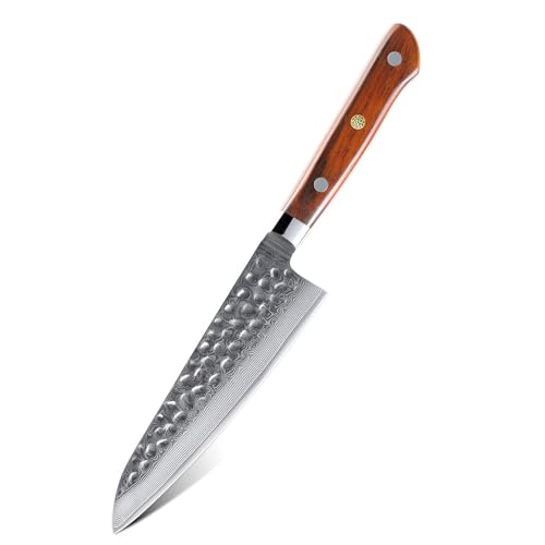 Küchenmesser-Sets Western 67 Lagen geschmiedeter Damaststahl Chef Santoku Kiritsuke Allzweckmesser mit Palisandergriff(DMS-250D Utility) von Generic