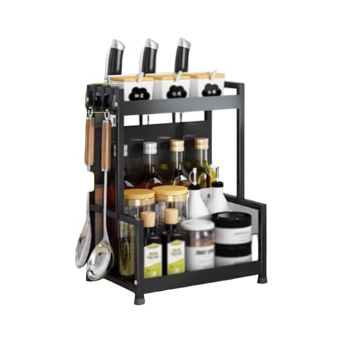 Küchenregal, Gewürzregal aus Edelstahl mit 4 Haken und Messerhalterschutz for die Organisation auf der Arbeitsplatte(30cm) von Generic