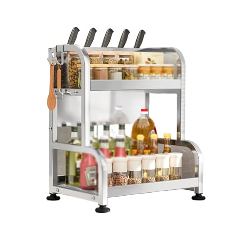 Küchenregal, Gewürzregal aus Edelstahl mit vergrößertem Fußpolster und Messerhalterschutz, geeignet for die Organisation auf der Arbeitsplatte(30cm) von Generic