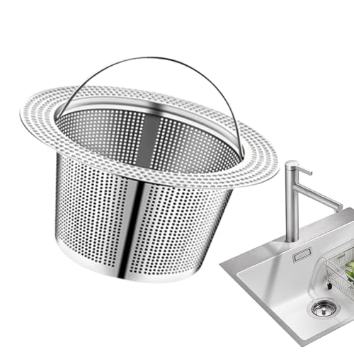 Küchenspüle-Abflusssieb, Küchenspüle-Siebkorb | Edelstahl rostfreies Abflusssieb - Feinmaschiger multifunktionaler Siebkorb mit integriertem Design und Griff für die Kanalisation im Badezimmer von Generic