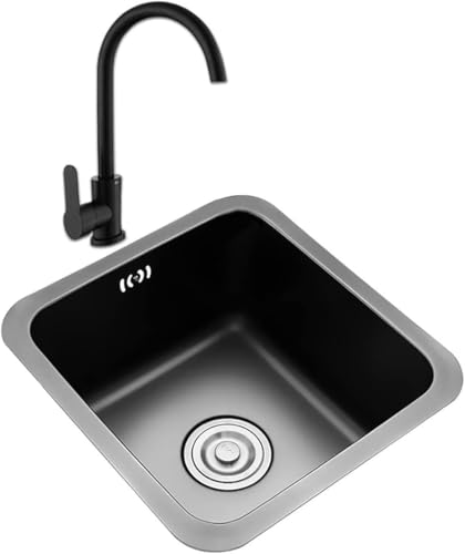 Küchenspüle Küchenspüle Schwarzer Grauer Bar Edelstahl Einer Waschbecken Balkon Mini Wäscherei Waschbecken Unterzuordne-Runde 20 cm Tiefes Waschbecken/35 * 33 * 20 cm geeignet für Küchen- un von Generic