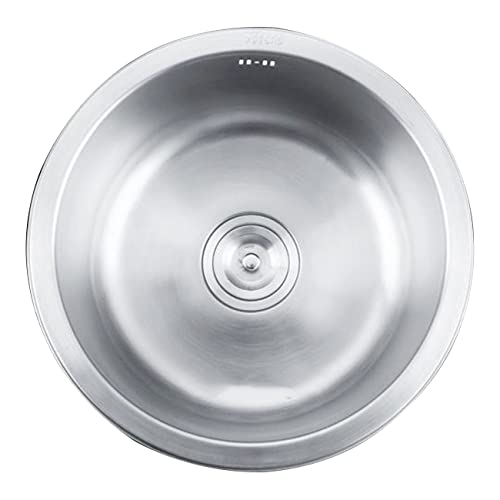 Küchenspüle Runde Einzelspüle 304 Edelstahl Handgemachte Spüle Untertheke Bar Spüle Mini Einzelspüle Küchenspüle, Silver, 40cm von Generic