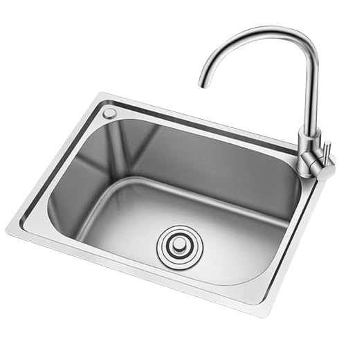 Küchenspülen Edelstahl-Einzelspüle – Kompakte Spüle Zum Gemüsewaschen, Geschirrspülen Und Zubereiten Von Speisen – Für Zuhause, Wohnmobil, Wohnung(50 * 40 * 20.5cm) von Generic