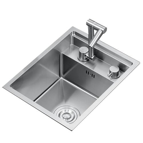 Küchenspülen Küchenspüle – Unsichtbare Edelstahl-Barspüle Mit Abdeckplatte | Verstecktes Mini-Gemüsewaschbecken, Kompaktes Kleines Spülbecken Für Moderne Küchen(Silver,35 * 45 * 21cm) von Generic