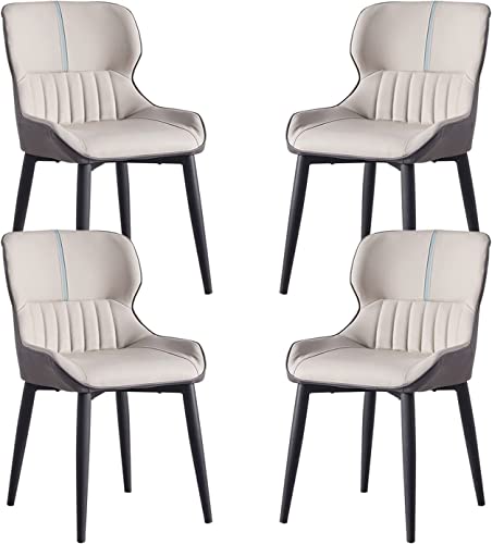 Küchenstuhl, Esszimmerstühle, 4er-Set, mit Beinen aus Karbonstahl, Moderne, wasserdichte Thekenstühle aus PU-Leder für das Wohnzimmer (grau) von Generic
