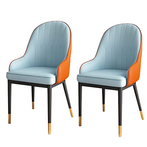 Küchenstuhl, modern, hohe Rückenlehne, weiche Sitzfläche, Esszimmerstühle, 2er-Set, wasserdichtes Leder, Wohnzimmer mit Metallbeinen, Loungesessel (A) von Generic