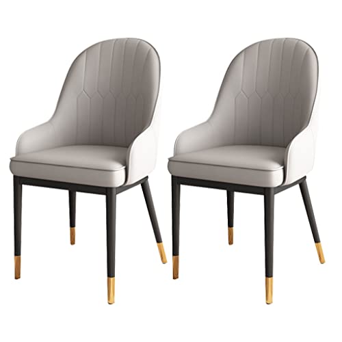 Küchenstuhl, modern, hohe Rückenlehne, weiche Sitzfläche, Esszimmerstühle, 2er-Set, wasserdichtes Leder, Wohnzimmer mit Metallbeinen, Loungesessel (C) von Generic