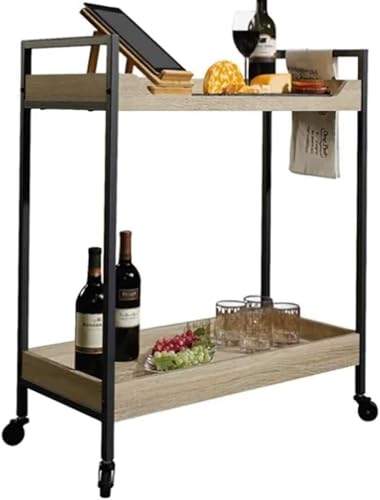 Küchenwagen, 2-stufiger Servierwagen aus Metall und Holz für die Küche mit Feststellrädern, Rollwagen mit Bar, platzsparende Aufbewahrung für Essen und Unterhaltung, modernes Design Küchenwagen, 2-stufiger Servierwagen aus Metall und Holz für die Küche mit Feststellrädern, Rollwagen mit Bar, platzsparende Aufbewahrung für Essen und Unterhaltung, modernes Design von Generic