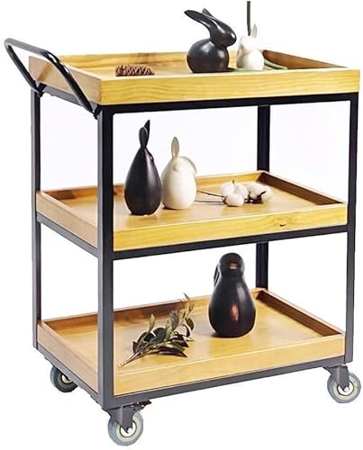 Küchenwagen, Weinwagen aus Holz für Zuhause und Gastronomie – 3-stöckiger Servierwagen mit transparenter Funktionalität für Getränke und Geschirr – Stilvolle Aufbewahrung in der Küche & von Generic