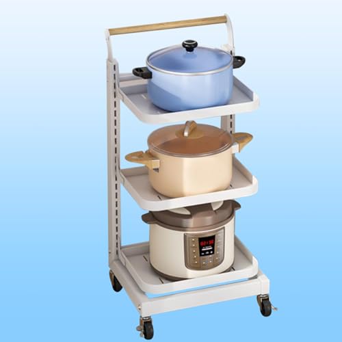 Küchenwagen, rollender Küchenwagen mit faltbarem Design, weißes Lagerregal für Töpfe und Pfannen, platzsparende Speisekammer, vielseitiger Küchenschrank mit 3x3-Brettkonfiguration Küchenwagen, rollender Küchenwagen mit faltbarem Design, weißes Lagerregal für Töpfe und Pfannen, platzsparende Speisekammer, vielseitiger Küchenschrank mit 3x3-Brettkonfiguration von Generic