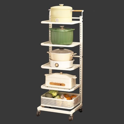 Küchenwagen, verschiebbarer Küchenaufbewahrungswagen mit Rädern, Faltbare weiße Küchenbox, Vorratsregal für Gemüse, 5 Bretter und 1 Korb – platzsparende Lösung. Küchenwagen, verschiebbarer Küchenaufbewahrungswagen mit Rädern, Faltbare weiße Küchenbox, Vorratsregal für Gemüse, 5 Bretter und 1 Korb – platzsparende Lösung. von Generic