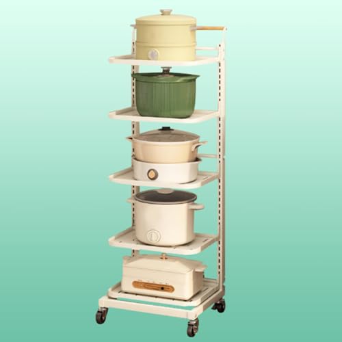 Küchenwagen, weißes Küchenregal, Topf- und Pfannendeckelregal, Mikrowellenständer, 5 x 5 Bretter, platzsparende Küche für effizientes Kochen und einfachen Zugriff Küchenwagen, weißes Küchenregal, Topf- und Pfannendeckelregal, Mikrowellenständer, 5 x 5 Bretter, platzsparende Küche für effizientes Kochen und einfachen Zugriff von Generic