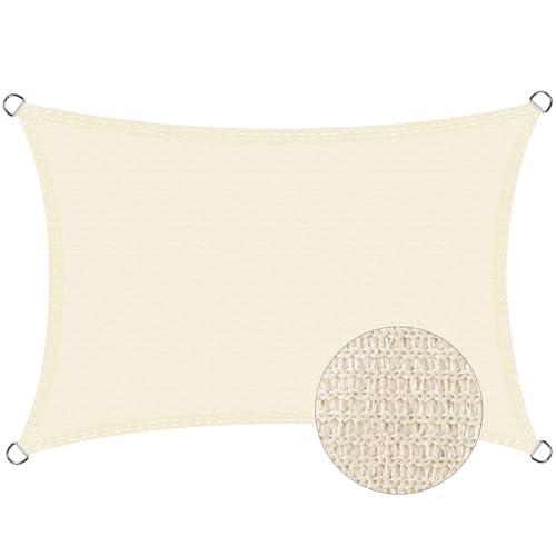 Kühl langlebige Sonnensegel Rechteckig aus Premium HDPE atmungsaktiv wetterbeständig Sonnenschutz Sichtschutz Segeltuch für Balkon Garten Terrasse Rasen Schwimmbad(Beige,3.0mx5.0m) von Generic