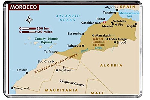 CALENDARMAN Kühlschrankmagnet mit Marokko-Karte, kulturell/kartographisch, Magnet, 1 Stück, Acryl CALENDARMAN Kühlschrankmagnet mit Marokko-Karte, kulturell/kartographisch, Magnet, 1 Stück, Acryl von Generic