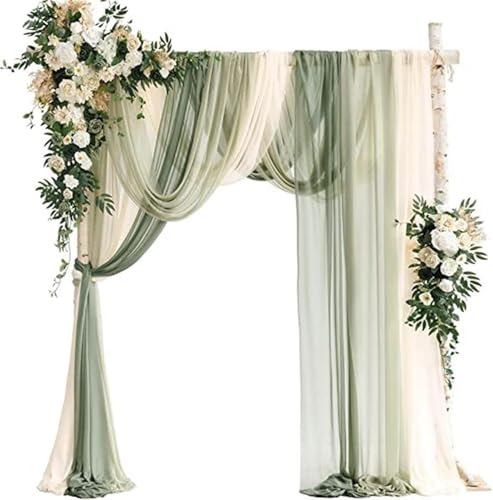 Künstliche Hochzeit Bogen Blumen Mit 2 Stück Blumen Swag 3 Stück Durchscheinender Gaze Drapieren Stoff Für Hochzeit Party Mantel Tischläufer Home Decor, 011 von Generic